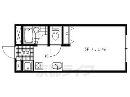 京都市烏丸線 北大路駅 徒歩20分 3階建 築24年(1K/1階)の間取り写真