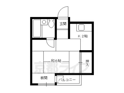 京阪電気鉄道鴨東線 神宮丸太町駅 徒歩5分 4階建 築44年(1DK/4階)の間取り写真