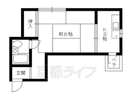 京阪電気鉄道鴨東線 神宮丸太町駅 徒歩5分 4階建 築44年(1K/3階)の間取り写真