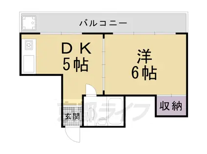 京阪電気鉄道鴨東線 神宮丸太町駅 徒歩5分 4階建 築44年(1DK/4階)の間取り写真