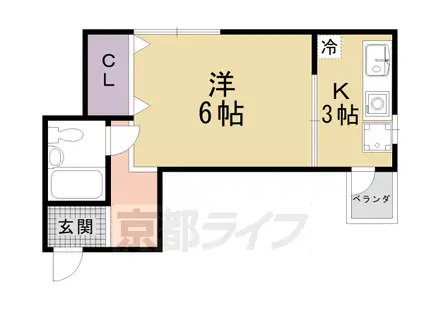 京阪電気鉄道鴨東線 神宮丸太町駅 徒歩5分 4階建 築44年(1K/3階)の間取り写真