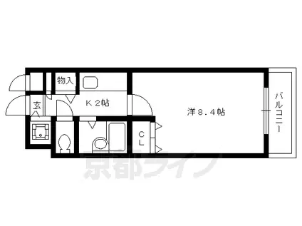 京都市烏丸線 北大路駅 徒歩13分 3階建 築34年(1K/1階)の間取り写真