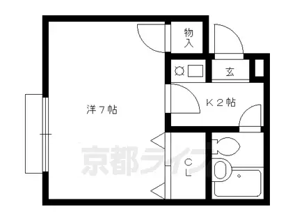 京都市烏丸線 北大路駅 徒歩13分 2階建 築35年(1K/1階)の間取り写真