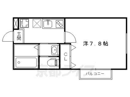 フラッティ一条御前(1K/4階)の間取り写真