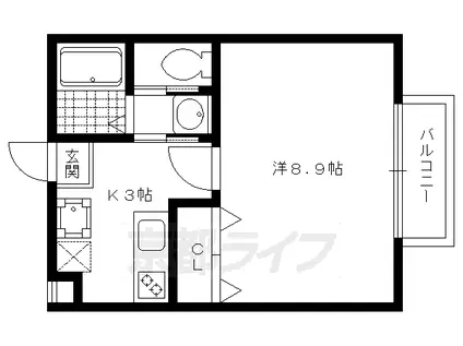 フラッティ一条御前(1K/4階)の間取り写真