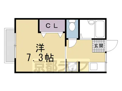 京都市烏丸線 北大路駅 徒歩19分 2階建 築30年(1K/1階)の間取り写真