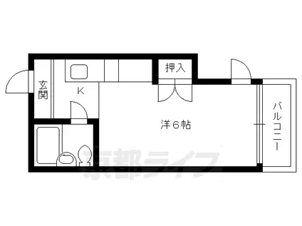 京都市烏丸線 今出川駅 徒歩19分 2階建 築37年(1K/2階)の間取り写真