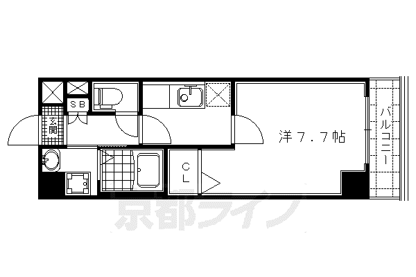 京都市烏丸線 北大路駅 徒歩7分 7階建 築21年(1K/2階)の間取り写真