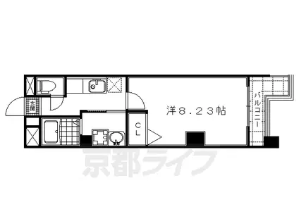 エクセレント・ビュー・かも川(1K/2階)の間取り写真