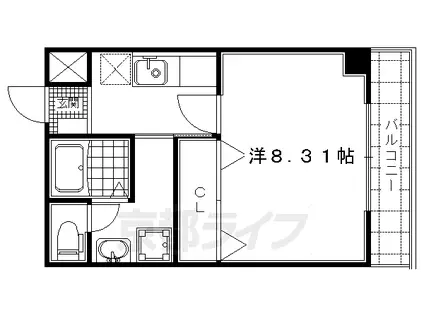 エクセレント・ビュー・かも川(1K/3階)の間取り写真