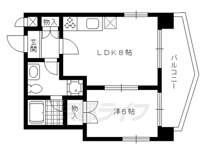 ルミエール北大路(1LDK/3階)の間取り写真