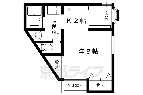 京都市烏丸線 北大路駅 徒歩3分 2階建 築30年(2K/2階)の間取り写真