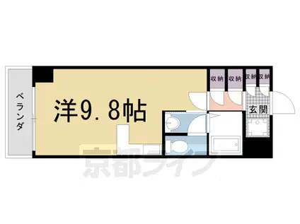 京都市烏丸線 丸太町駅(京都市営) 徒歩3分 7階建 築33年(ワンルーム/3階)の間取り写真