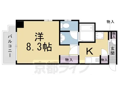 京都市烏丸線 丸太町駅(京都市営) 徒歩3分 7階建 築32年(1K/5階)の間取り写真