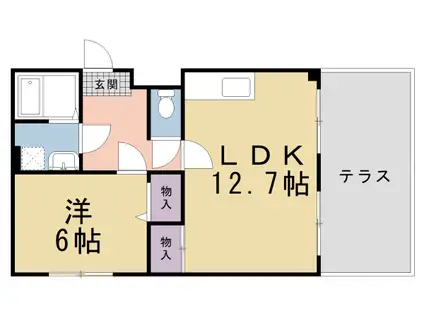 京都市烏丸線 北大路駅 徒歩31分 3階建 築31年(1LDK/1階)の間取り写真