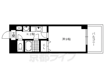 京都市烏丸線 今出川駅 徒歩17分 4階建 築35年(1K/3階)の間取り写真
