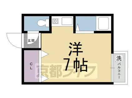 京都市烏丸線 北大路駅 徒歩14分 5階建 築57年(1K/4階)の間取り写真