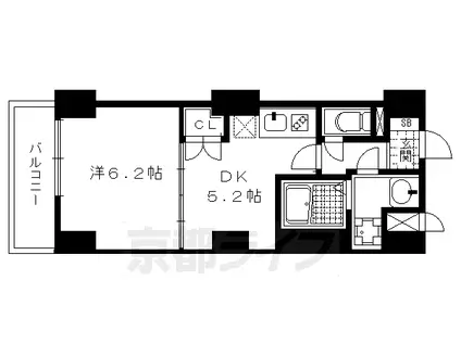 京都市烏丸線 今出川駅 徒歩12分 10階建 築20年(1DK/6階)の間取り写真