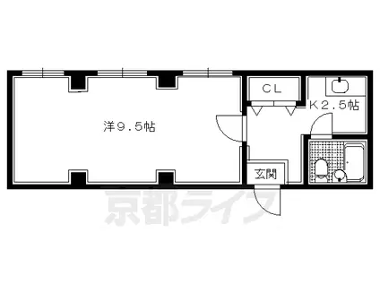 京都市烏丸線 北大路駅 徒歩15分 4階建 築60年(1K/2階)の間取り写真