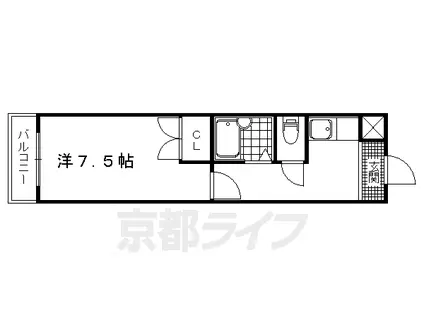 京福北野線 北野白梅町駅 徒歩13分 4階建 築31年(1K/3階)の間取り写真