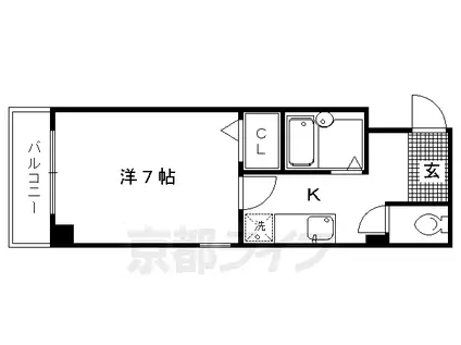京福北野線 北野白梅町駅 徒歩12分 4階建 築31年(1K/4階)の間取り写真