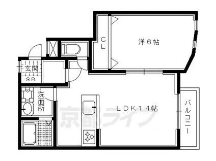 京都市烏丸線 北山駅(京都) 徒歩22分 3階建 築35年(1LDK/2階)の間取り写真