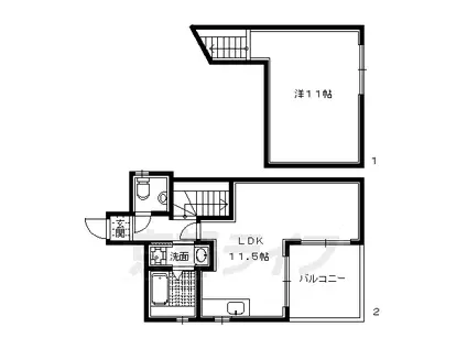 アルカス今出川(1LDK/2階)の間取り写真
