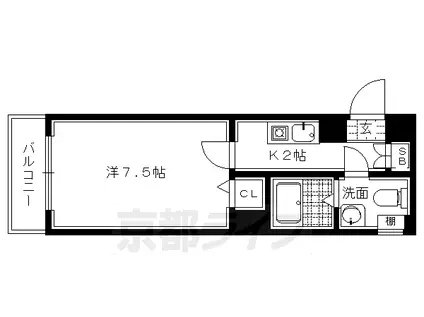 京都市烏丸線 丸太町駅(京都市営) 徒歩11分 3階建 築23年(1K/2階)の間取り写真