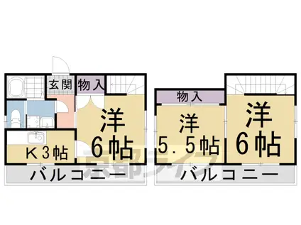 山陰本線 二条駅 徒歩5分 6階建 築22年(3K/5階)の間取り写真