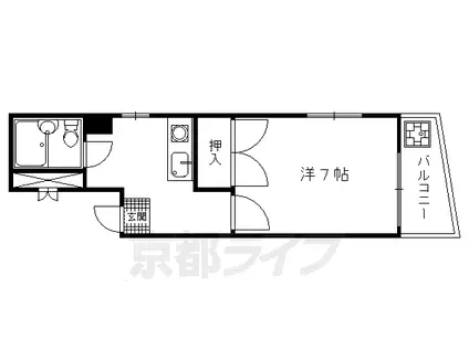 京都市烏丸線 北山駅(京都) 徒歩9分 5階建 築39年(1K/2階)の間取り写真