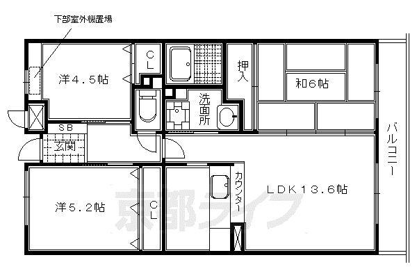 京都市烏丸線 北山駅(京都) 徒歩12分 2階建 築25年(3LDK/2階)の間取り写真