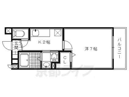 京都市烏丸線 鞍馬口駅 徒歩1分 2階建 築20年(1K/2階)の間取り写真