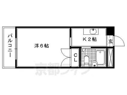 札幌市東西線 バスセンター前駅 徒歩5分 2階建 築39年(1K/2階)の間取り写真