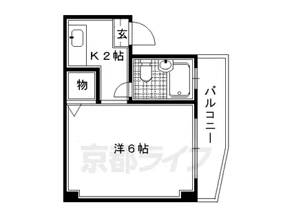京都市烏丸線 北大路駅 徒歩7分 3階建 築40年(1K/2階)の間取り写真