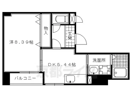 京福北野線 北野白梅町駅 徒歩5分 4階建 築55年(1DK/3階)の間取り写真