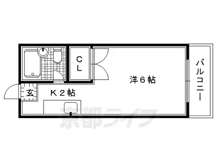 京都市烏丸線 北山駅(京都) 徒歩27分 3階建 築44年(1K/2階)の間取り写真