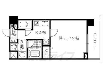 京都市烏丸線 今出川駅 徒歩12分 7階建 築20年(1K/3階)の間取り写真