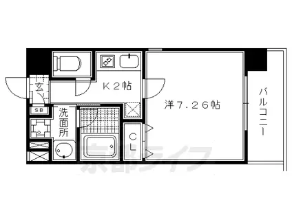 京都市烏丸線 今出川駅 徒歩12分 7階建 築20年(1K/2階)の間取り写真