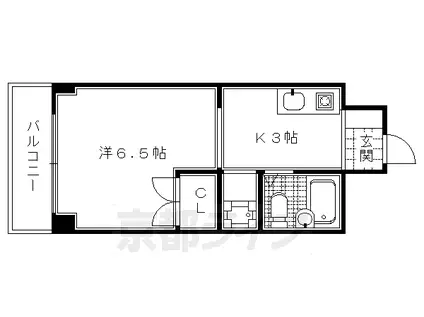 京都市烏丸線 北大路駅 徒歩29分 2階建 築33年(1K/2階)の間取り写真