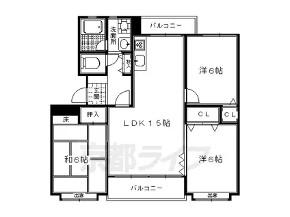 京阪電気鉄道鴨東線 出町柳駅 徒歩10分 3階建 築35年(3LDK/1階)の間取り写真