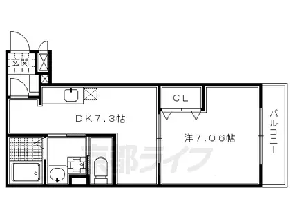 京都市烏丸線 今出川駅 徒歩10分 3階建 築20年(1DK/3階)の間取り写真
