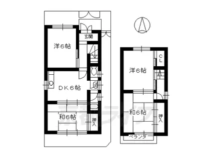 京都市烏丸線 北山駅(京都) 徒歩6分 2階建 築39年(4DK)の間取り写真