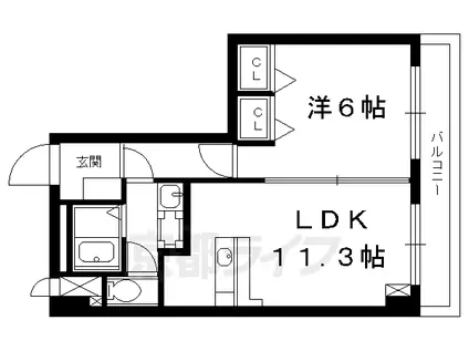京都市烏丸線 今出川駅 徒歩12分 5階建 築20年(1LDK/2階)の間取り写真
