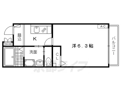 京福北野線 北野白梅町駅 徒歩14分 5階建 築20年(1K/2階)の間取り写真