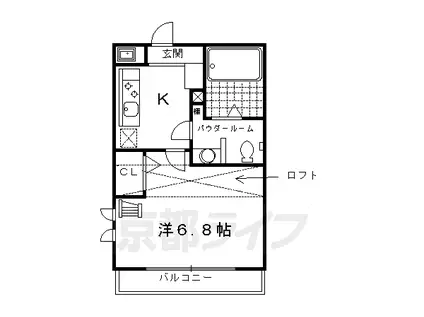 京福北野線 北野白梅町駅 徒歩10分 2階建 築20年(1K/2階)の間取り写真