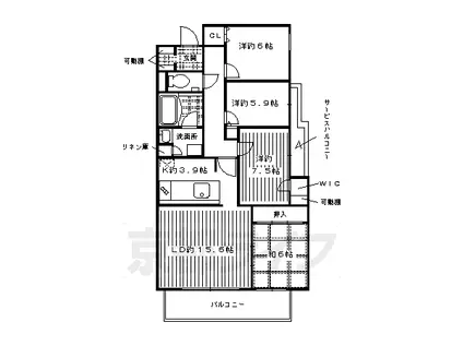 京都市烏丸線 鞍馬口駅 徒歩20分 5階建 築20年(4LDK/3階)の間取り写真