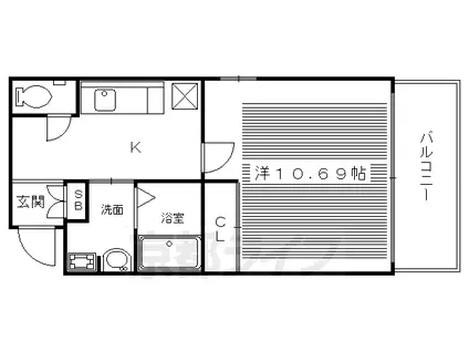 京都市烏丸線 今出川駅 徒歩10分 6階建 築20年(1K/3階)の間取り写真