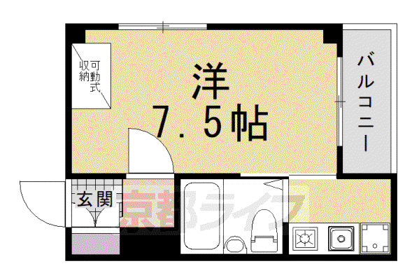 アメニティKⅡ(1K/1階)の間取り写真
