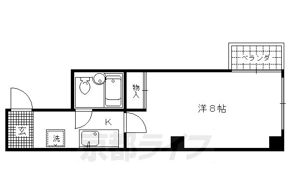 京都市烏丸線 北大路駅 徒歩7分 4階建 築32年(1K/1階)の間取り写真