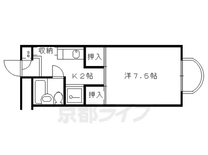 京福北野線 北野白梅町駅 徒歩18分 3階建 築41年(1K/3階)の間取り写真
